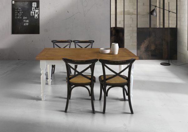 Tavolo rovere con gambe bianche